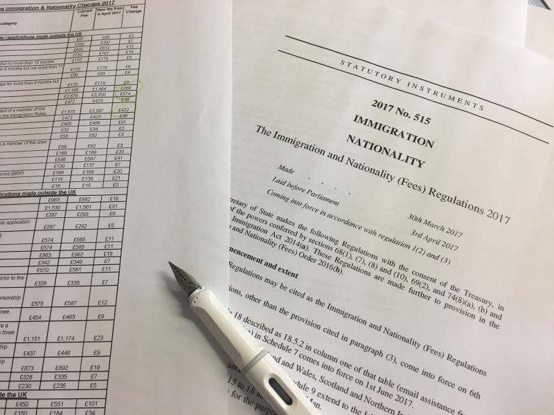 Home Office Visa and Nationality Fee Increase from 6th April 2017